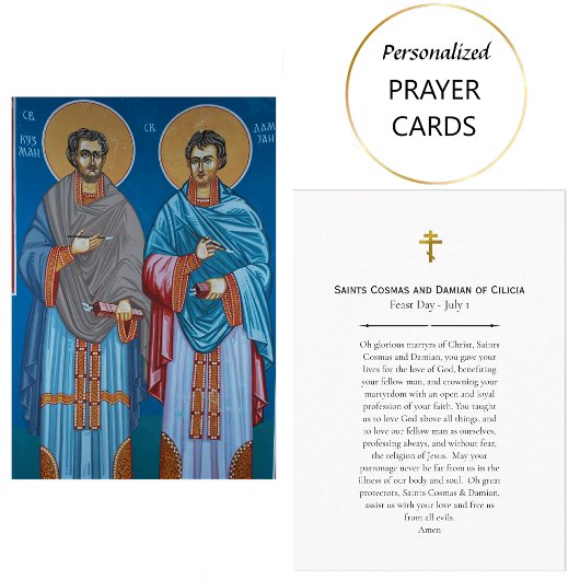 Heilige Cosmas und Damian Kilicia Gebet Card Platzkarte