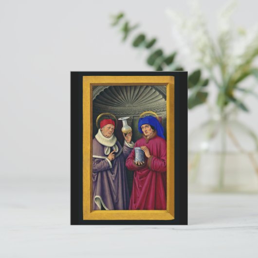 Heilige Cosmas und Damian von Jean Bourdichon Postkarte (Stehend Vorderseite)