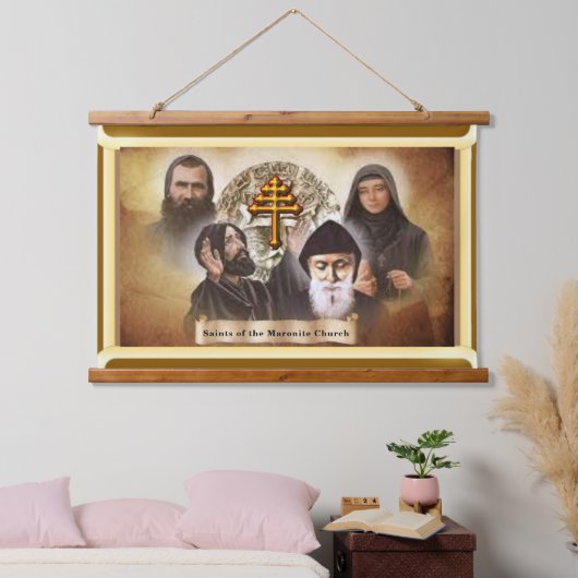 Heilige der maronitanischen Kirche Wandteppich Mit Holzrahmen (Schlafzimmer)
