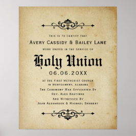 "Heilige Ehe" - Antiquitätenurkunde Poster