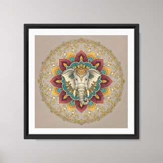 Heilige Elefanten-Mandala-Wandkunst Leinwanddruck