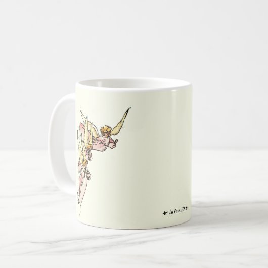 Heilige Engel Pink Gowned Aquarellkaffee Kaffeetasse (Vorderseite Links)