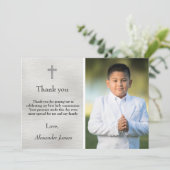 Heilige Erste Kommunion Silver Black Boy Danke (Stehend Vorderseite)