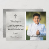 Heilige Erste Kommunion Silver Black Boy Danke (Vorne/Hinten)