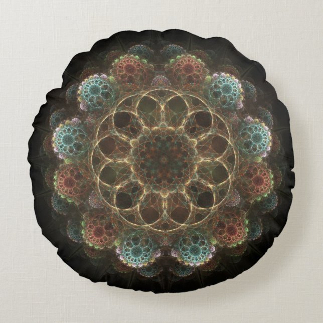 Heilige esoterische Fraktale Rundes Kissen (Vorderseite)