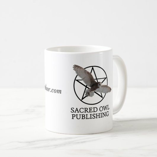 "Heilige Eulen-Verlags-" Tasse (VorderseiteRechts)