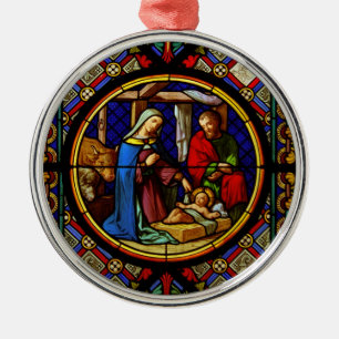 Heilige Familie Bleiglas Ornament Aus Metall