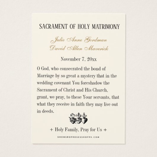 Heilige Familie Hochzeitsgebet Heilige Karte (Rückseite)