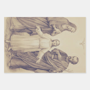 Heilige Familie Jesus, Jungfrau Maria und Heiliger Geschenkpapier Set