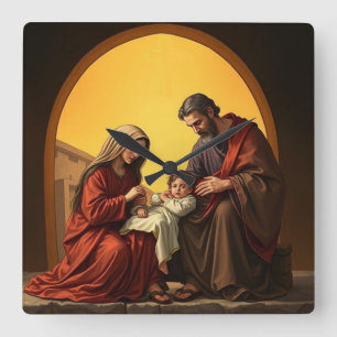 Heilige Familie, Jesus, Maria und Joseph Wall Uhr