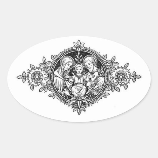 Heilige Familie Jesus Mary St. Joseph Ovaler Aufkleber (Vorderseite)
