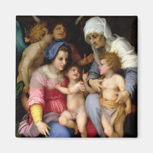 Heilige Familie mit Engeln, c.1515-16 (Öl auf Magnet