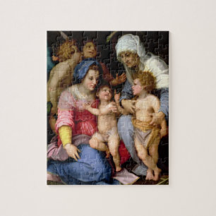 Heilige Familie mit Engeln, c.1515-16 (Öl auf Puzzle