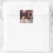 Heilige Familie mit Engeln Weihnachtsanschrift Lab Quadratischer Aufkleber (Tasche)