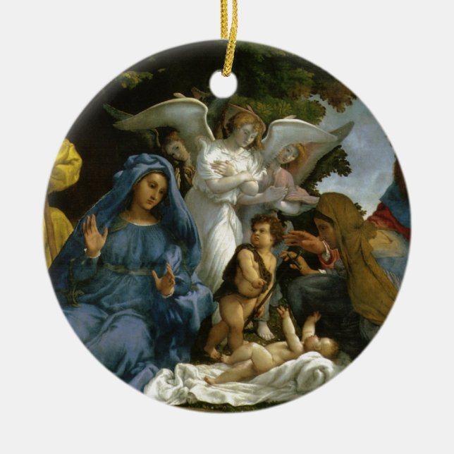 Heilige Familie mit Heiligen und Engeln Keramik Ornament (Vorne)
