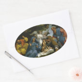 Heilige Familie mit Heiligen und Engeln Ovaler Aufkleber (Umschlag)