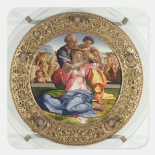 Heilige Familie mit St. John (Doni Tondo), 1504-05 Quadratischer Aufkleber