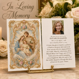 Heilige Familie Rokoko-Totenmemorabilie Gebetskart