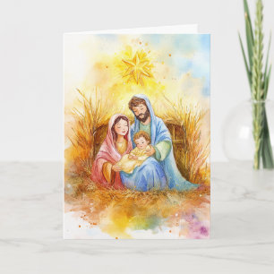Heilige Familie unter dem Weihnachtsstern Karte