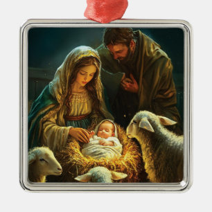 Heilige Familie Weihnachten Geburt Christi  Ornament Aus Metall
