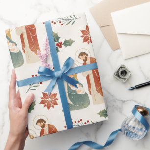 Heilige Familie Weihnachten Traditionell TMF26 Geschenkpapier
