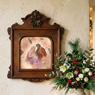 Heilige Familie Weihnachtsfest Winter-Poinsettie T Seidenpapier