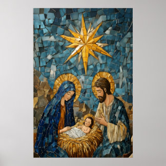 Heilige Familie Weihnachtsmosaik Kunst, Christlich Poster