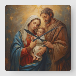 Heilige Familie Weihnachtswanduhr für einen friedl Quadratische Wanduhr