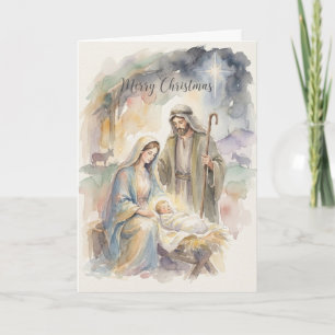Heilige Familie Weihnachtswasserfarben Weihnachten Karte