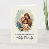 Heilige Familienfeier Segen mit Blattwerk Karte (Vorderseite)