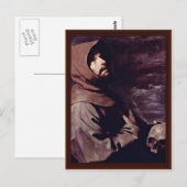Heilige Franziskus meditieren mit Schädel Postkarte (Vorne/Hinten)
