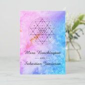 *~* Heilige Geometrie Abstrakte Wasserfarbenhochze Einladung (Stehend Vorderseite)