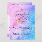 *~* Heilige Geometrie Abstrakte Wasserfarbenhochze Einladung (Vorne/Hinten)