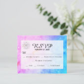 *~* Heilige Geometrie Abstrakte Wasserfarbenhochze RSVP Karte (Stehend Vorderseite)