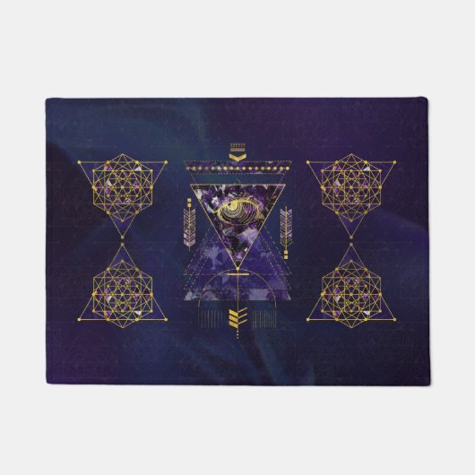 Heilige Geometrie alles sehende Auge im Gold und Fußmatte (Vorderseite)