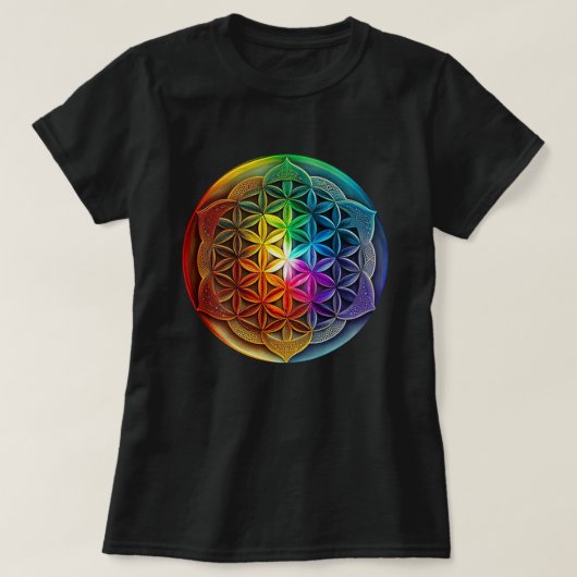 Heilige Geometrie Blume des Lebens Chakra Meditati T-Shirt (Design vorne)