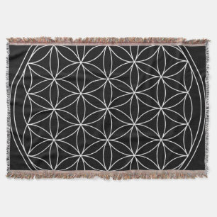 Heilige Geometrie: Blüte des Lebens Schwarz & Weiß Decke
