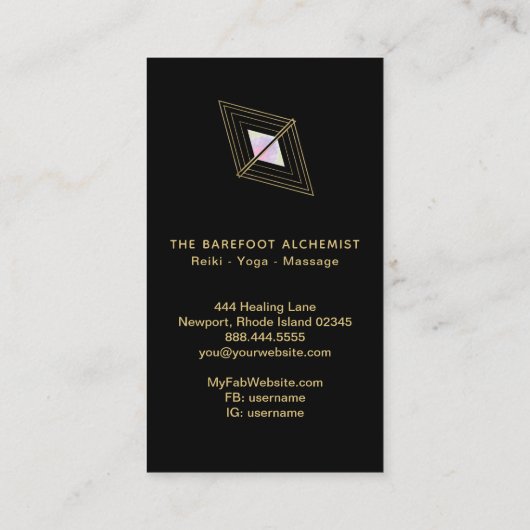 *~* Heilige Geometrie Gold Boho Dreiecke Alchemie Visitenkarte (Rückseite)