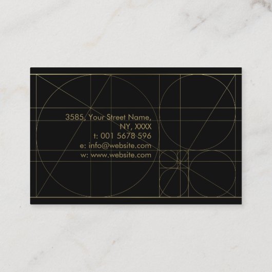 Heilige Geometrie - Goldene Spirale Zweige Visitenkarte (Rückseite)