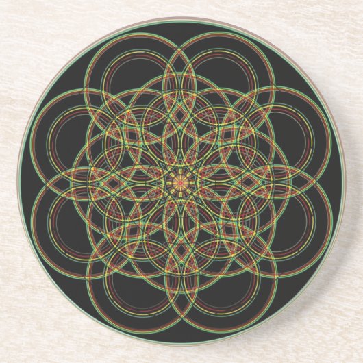 Heilige Geometrie - Hand gezeichnet Sandstein Untersetzer (Vorne)