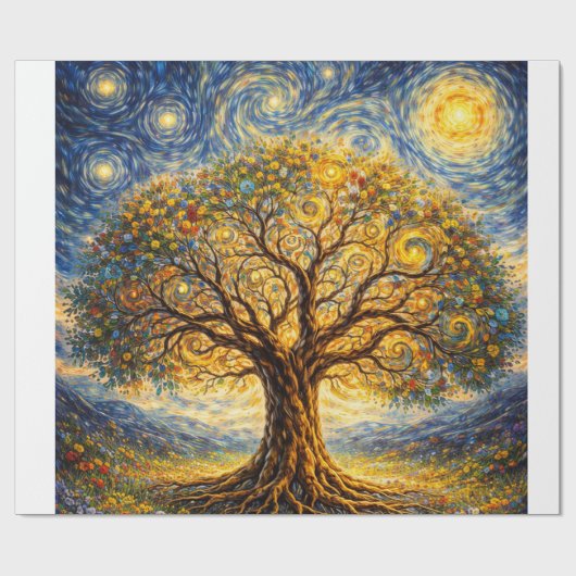 heilige Geometrie Kunst Baum Geschenkpapier (Flach)
