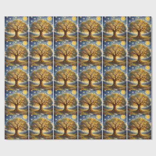 heilige Geometrie Kunst Baum Geschenkpapier (Flach)