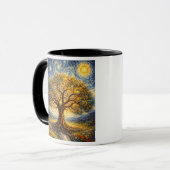 heilige Geometrie Kunst Baum Tasse (Vorderseite Links)
