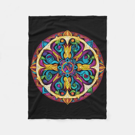 heilige Geometrie Mandala-Muster Fleecedecke (Vorderseite)