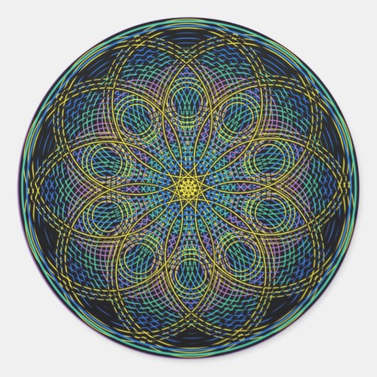 Heilige Geometrie Mandala: Sincerität - Handgezeic Runder Aufkleber (Vorderseite)