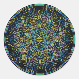 Heilige Geometrie Mandala: Sincerität - Handgezeic Runder Aufkleber