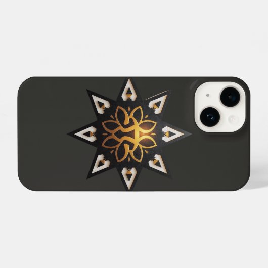 🌟 Heilige Geometrie Mandala - Zeitloser Goldener  iPhone Hülle (Rückseite (Horizontal))
