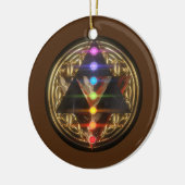 Heilige Geometrie Merkaba mit Blume des Lebens Gol Keramik Ornament (Links)