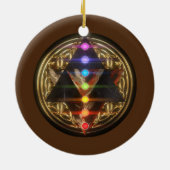 Heilige Geometrie Merkaba mit Blume des Lebens Gol Keramik Ornament (Hinten)