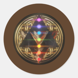 Heilige Geometrie Merkaba mit Blume des Lebens Gol Runder Aufkleber